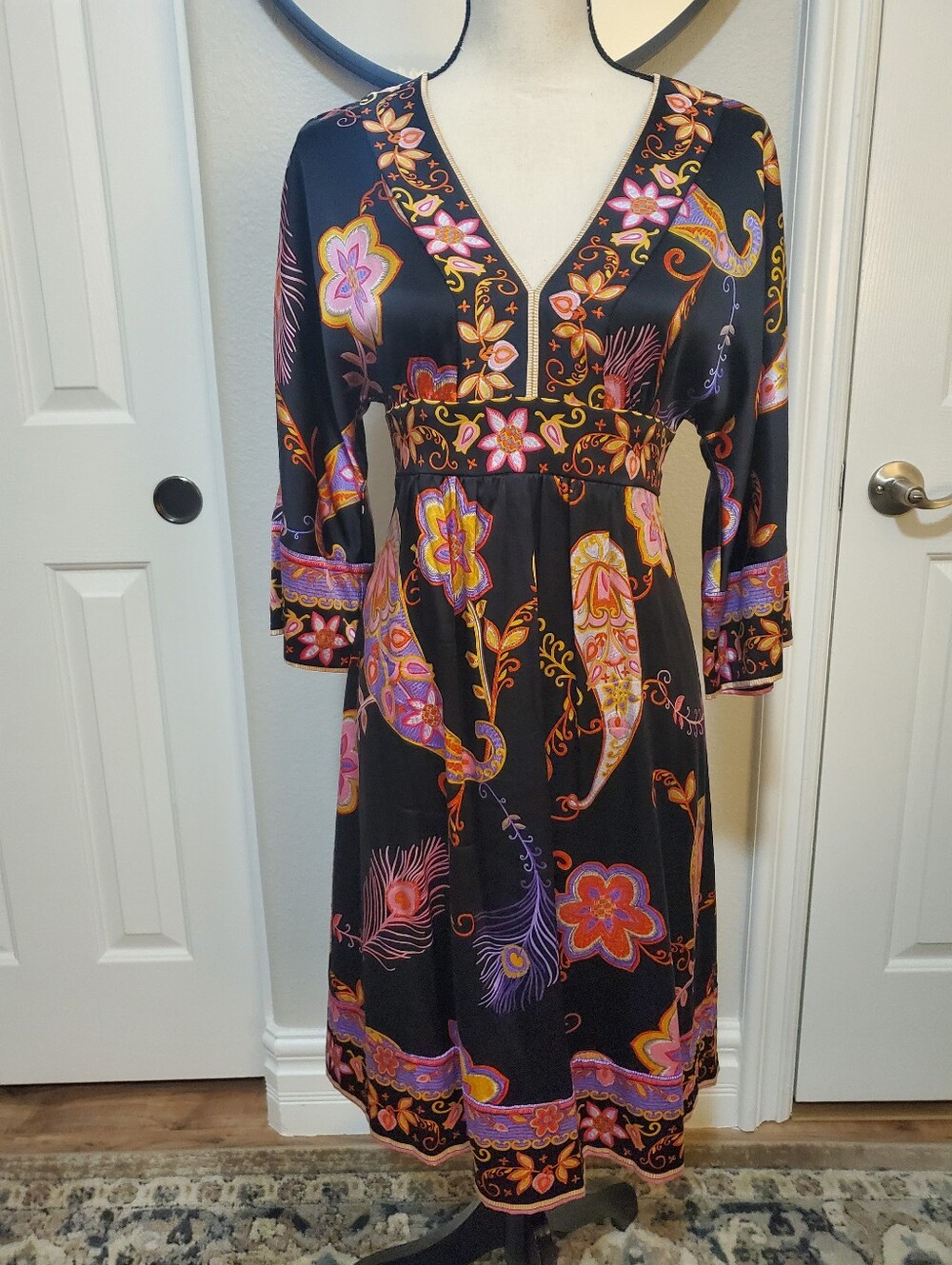 Trina Turk SILK empire Waist Dress In Perfect Condition!
